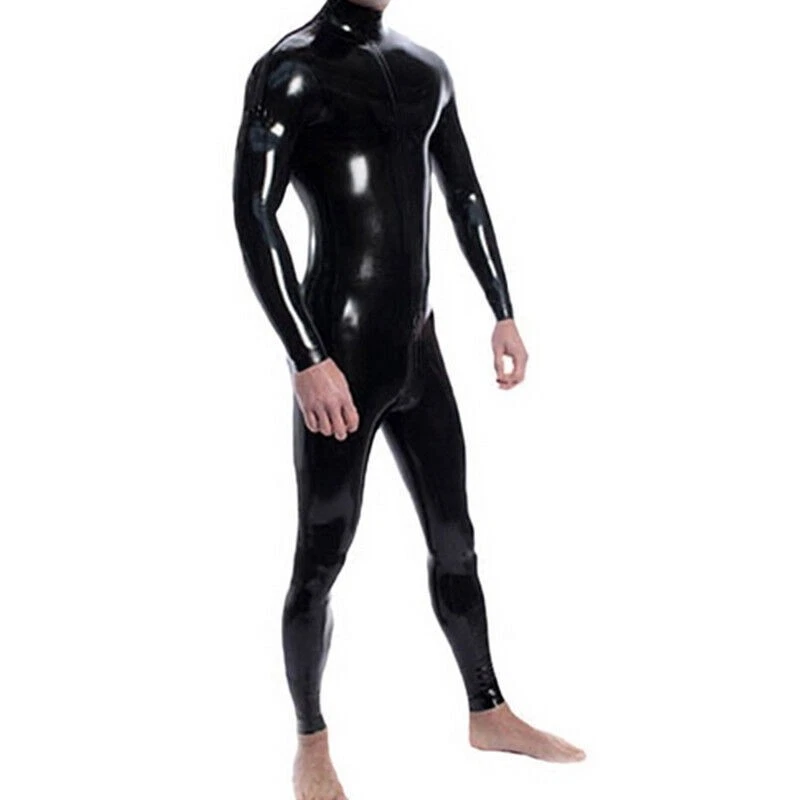 Hombres Látex Gato Pecho y Entrepierna Cremallera Zentai Goma Body Personalizado BDSM Foto 2 de 4