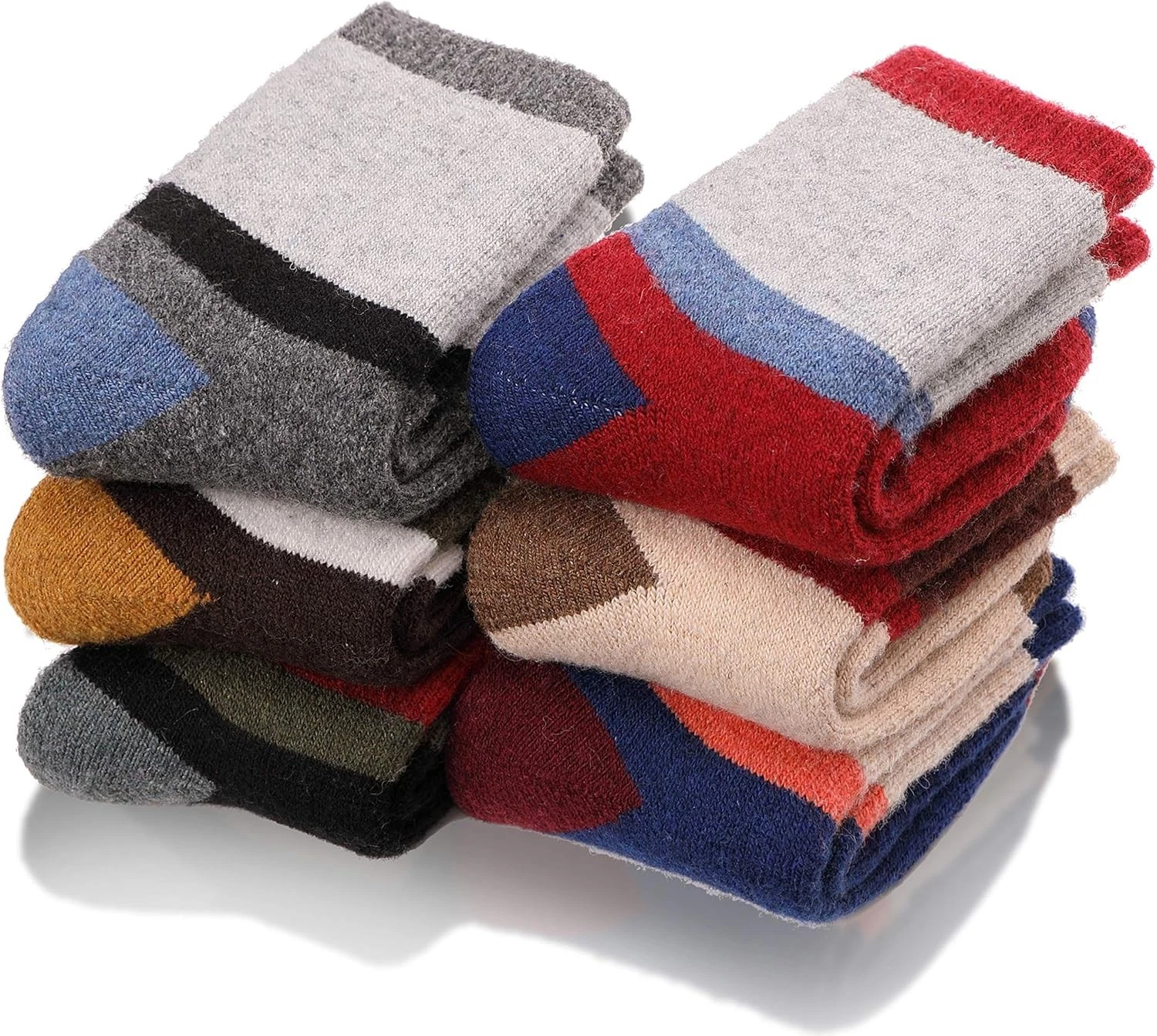 EBMORE Kids Merino Wool Socks for Toddlers Boys Girls 4-7 Years, Color Block