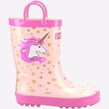 Image of Cotswold Puddle WATERPROOF Junior Girls Unicorn Wellington Rain Boot