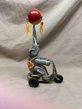 Vintage 10 Wind-Up Tin Elephant On Tricycle W Tasseled Spinning Ball - Tested