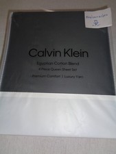 NEW CALVIN KLEIN QUEEN to 15" sheet set Egyptian Cotton Blend GREY