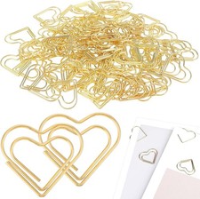 Adullpony Cute Metal Heart Paper Clips: Love Shape Gold Binder Paperclips