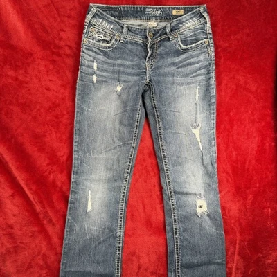 Silver Jeans Co Suki Bootcut Jeans Damen W27 L32 Used Look Denim Blau - Bild 1 von 4