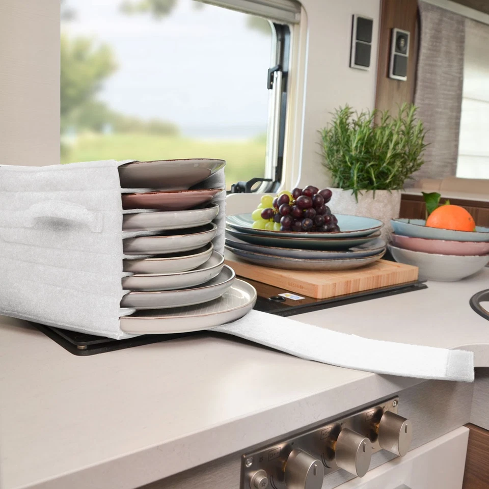 Wohnmobil Tellerhalter Filz für 8 Teller - 27x20x18 Camping Geschirr Organizer - Bild 2 von 4