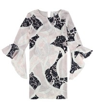 bar III Womens Ruffle-Sleeve Shift Dress, pinkcombo, S