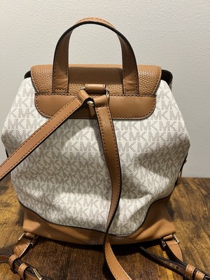 MICHAEL KORS Mini MK Logo Backpack, Off White & Brown Leather OS Michael Kors MK Logo Mini Backpack Purse Beige/Brown Blush  main image 4