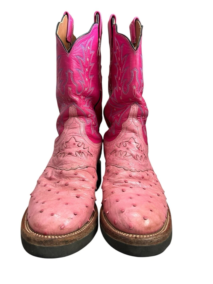 Botas vaqueras Lucchese 2000 para mujer 9B pluma de avestruz suela de crepé rosa T1503.HD Foto 4 de 4