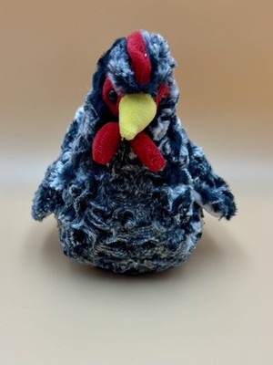 Douglas Black Gray & White Plush Chicken Rooster Stuffed Animal   7.5 inches