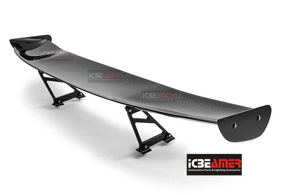 JDM FIBRA DE CARBONO REAL ESTILO GT 57" CARRERAS ALERÓN TRASERO / ALERÓN + SOPORTES X24 Foto 2 de 4