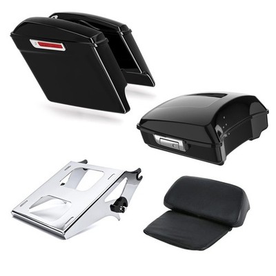 Chopped Trunk Back 2-Up Rack & 5'' Stretch Bags Fits St/El Glide Road King 2014+