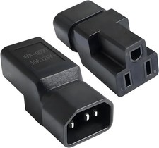 2 Pack IEC320 C14 Male to Nema 5-15R PDU USA UPS Extension Power Plug Adapter...