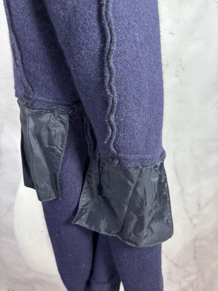 Abrigo Plumero De Colección Lauren Ralph Lana Tartán Cuadros L Púrpura Cuello Terciopelo Preppy Foto 3 de 4