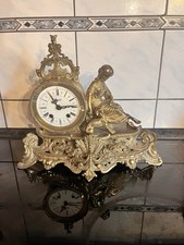 SCHÖNE ANTIKE "KAMINUHR" Bronze vergoldet