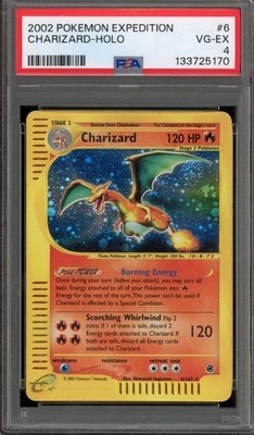 Pokemon Charizard Expedition Holo Rare #6🥇E-reader Swirl PSA 4