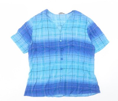 Berkertex Damen Blau Viskose Basic Knopfleiste Größe 14 V-Ausschnitt