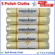 Sunshine 5 Polishing Cloths Jewelry Cleaner Tube Silver Brass Gold Copper, Soft