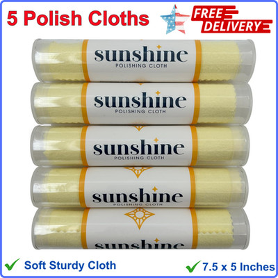 Sunshine 5 Polishing Cloths Jewelry Cleaner Tube Silver Brass Gold Copper, Soft