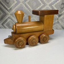 Handcrafted Wooden Train Engine Pull Toy 1980s 1982 Vintage Child Toddler