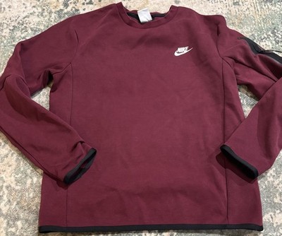Nike Sportswear Tech Fleece Crew Sweatshirt Burgundy Men's Small S CU4505-638