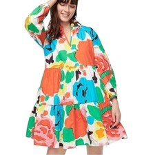 J. Crew Women’s Size XS Ratti Jardin Bright Floral Cotton Tiered Popover Dress