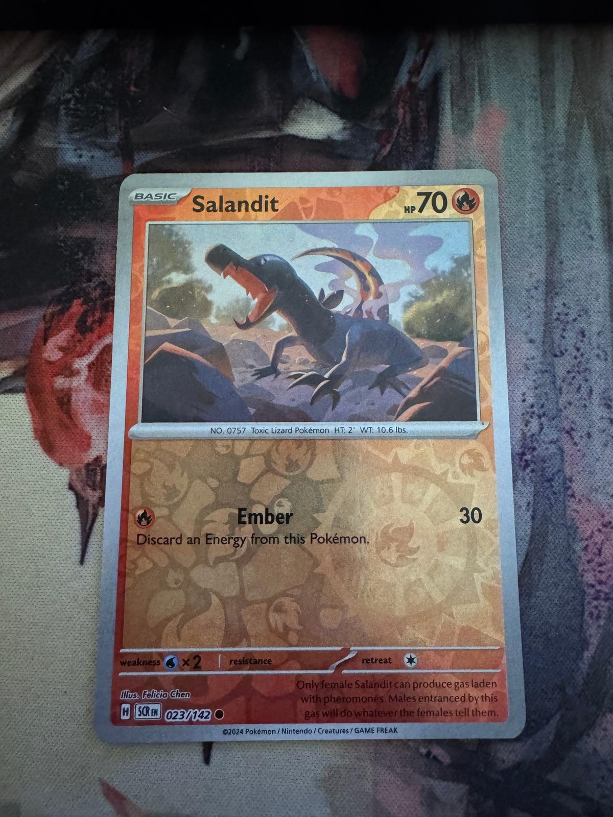 Salandit 23/142 Common Stellar Crown Pokemon Reverse Holo Near Mint