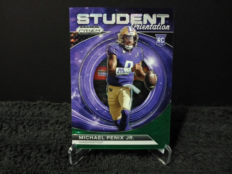 2024 Panini Prizm Draft Picks Student Orientation Michael Penix Jr Green /25 SSP