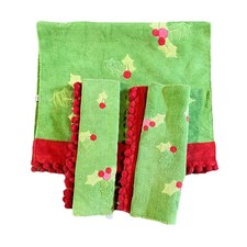 3 Christmas Holiday Accent Throw Rugs - Holly Mistletoe - 2 Sizes