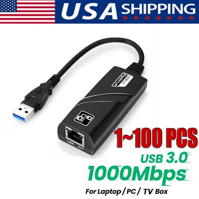 #ad #ad USB 3.0 Gigabit Ethernet LAN RJ45 1000Mbps Network Adapter For Windows PC LOT $318.29