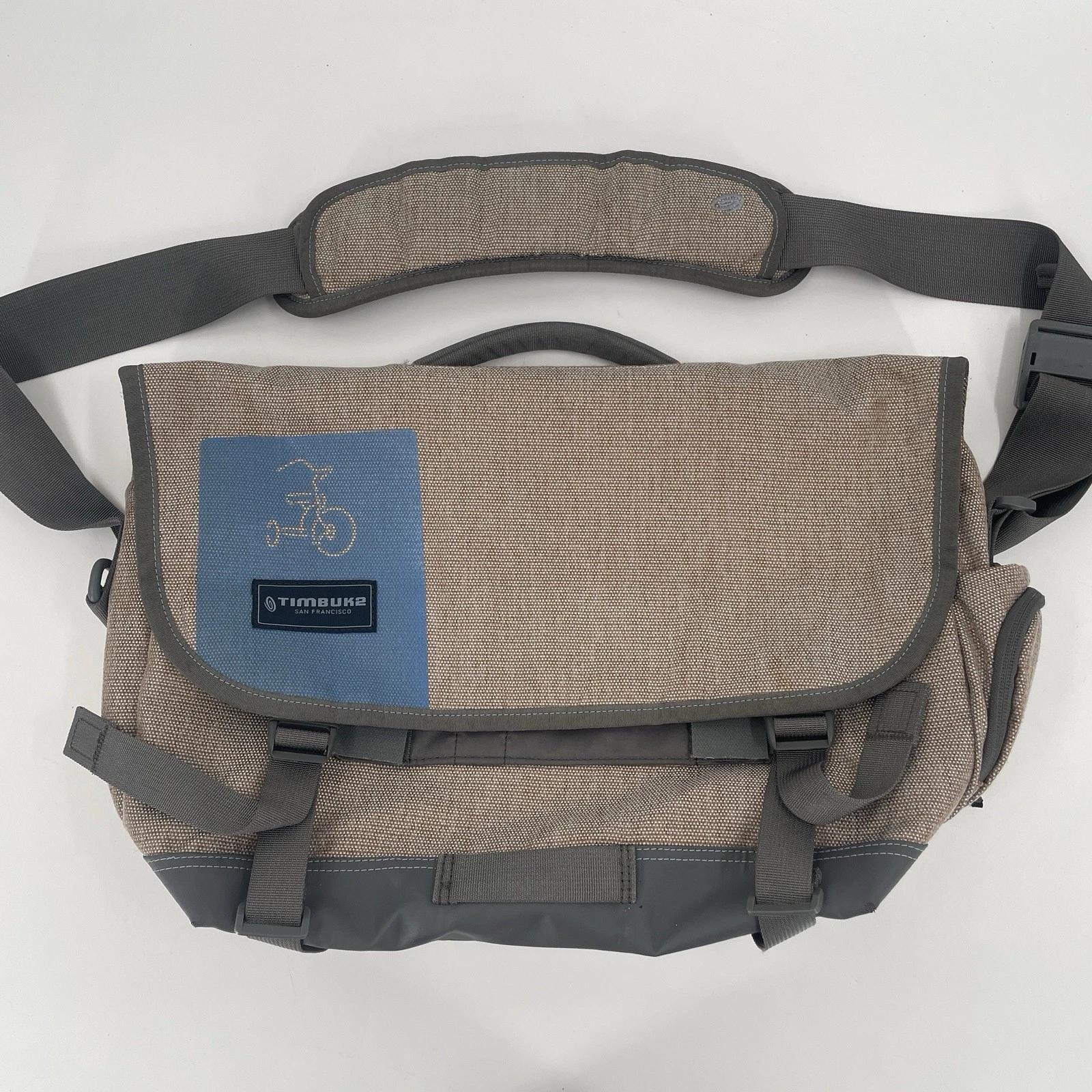 Timbuk2 Stork Diaper Messenger Bag - Woven - Tan & Gray - Slightly Used