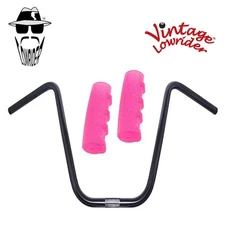Original Lowrider 13" 22.2 D Handlebar Black 0214 120mm Grips Sparkle/Pink