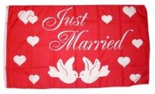 Fahne / Flagge Just Married / Hochzeit 90 x 150 cm
