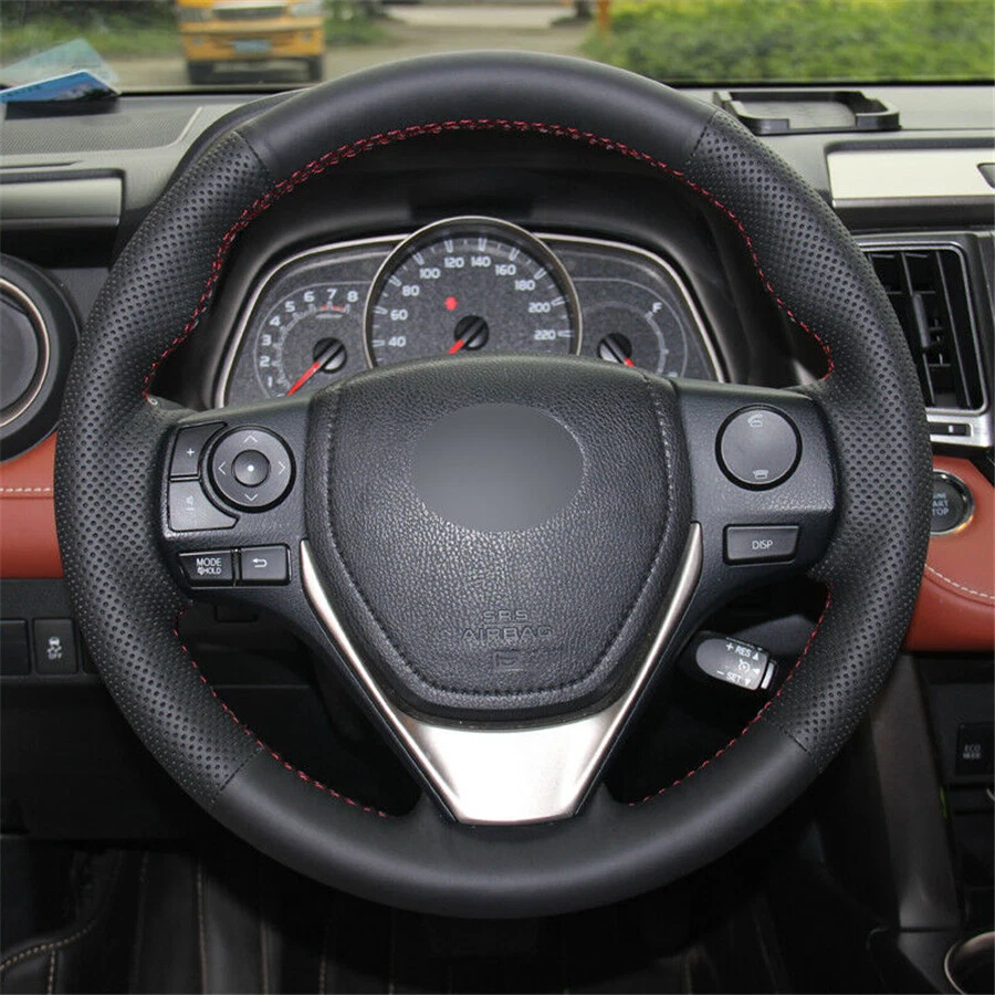 Car Steering Wheel Cover Hand Sewing For Corolla 2014-2018 Toyota RAV4 2013-2018 - image 4 of 4