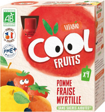 Cool - Gourdes Fruits Pomme Fraise Myrtille 4X90 G - Compote - BIO