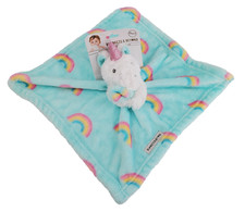NWT Blankets Beyond Baby SUPER SOFT Aqua UNICORN Security Blanket Lovey NuNu