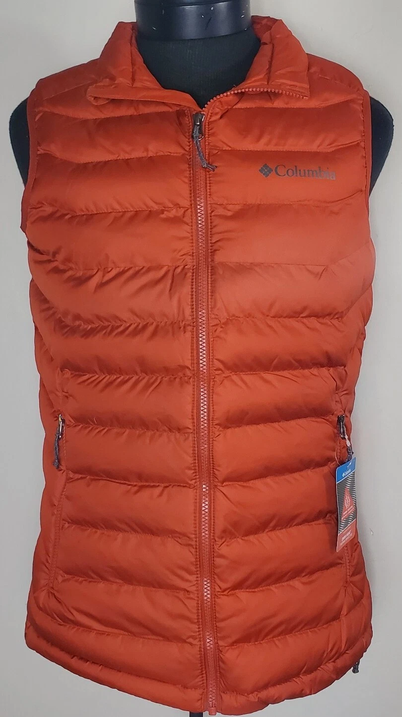 NWT Columbia Men's White Out Omni-Heat Puffer Vest Orange Size Small