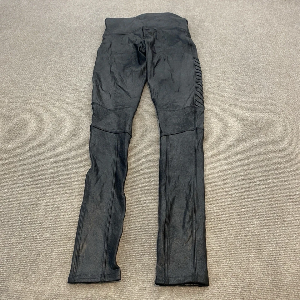 Leggings Spanx Mujer Pequeños Negros Imitación Cuero Moto Legging Estilo Foto 3 de 4