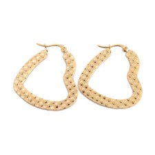 201 Stainless Steel Hoop Earrings Heart Gold 37x33x1.5mm Pin 1mm P545