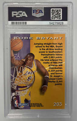 1996-97 Skybox Premium #203 Kobe Bryant Rookie RC PSA 9 Mint