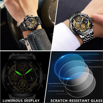 WISHDOIT Original Watch for Men's Waterproof Stainless Steel