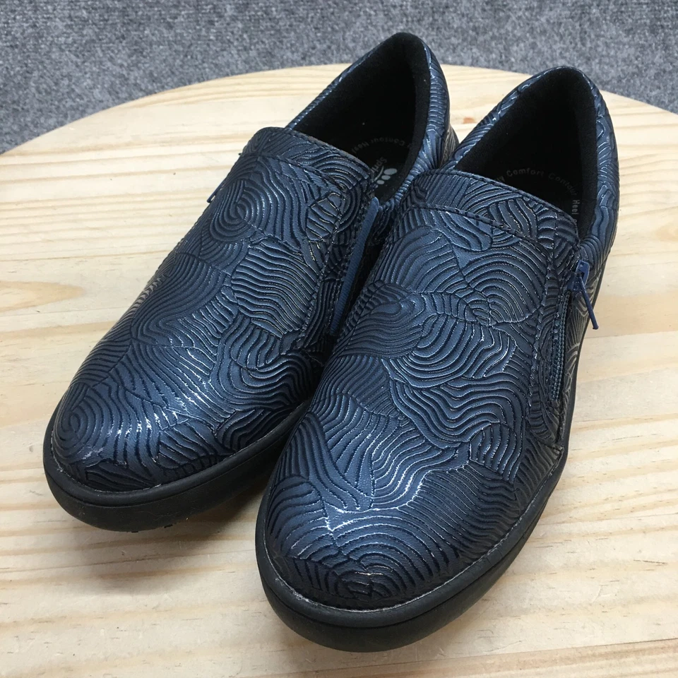 Spring Step Zapatos Mujer 9 M Ispie Grabado Sin Cordones Mocasines Azul Cremallera Informal Bajo Foto 3 de 4