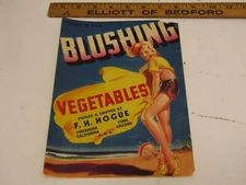 OLD VINTAGE BLUSHING VEGETABLES PRODUCE CRATE PAPER LABEL SEXY LADY