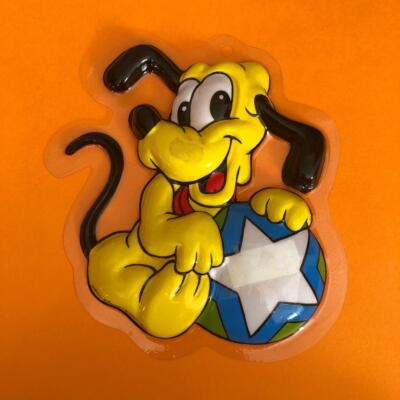 Vintage Disney Wandbehang 2D geformtes Kunststoffbild Babys Baby Pluto 1980er