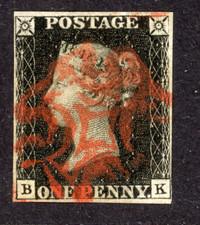 GB stamp, 1840, Queen Victoria SG1, Penny Black (intense black) 1d from Plate 5