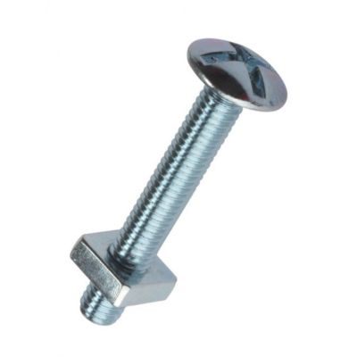 M6 x 20 mm DACHSCHRAUBEN + VIERKANTMUTTERN KREUZSCHLITZ PILZKOPF ZINK x 100