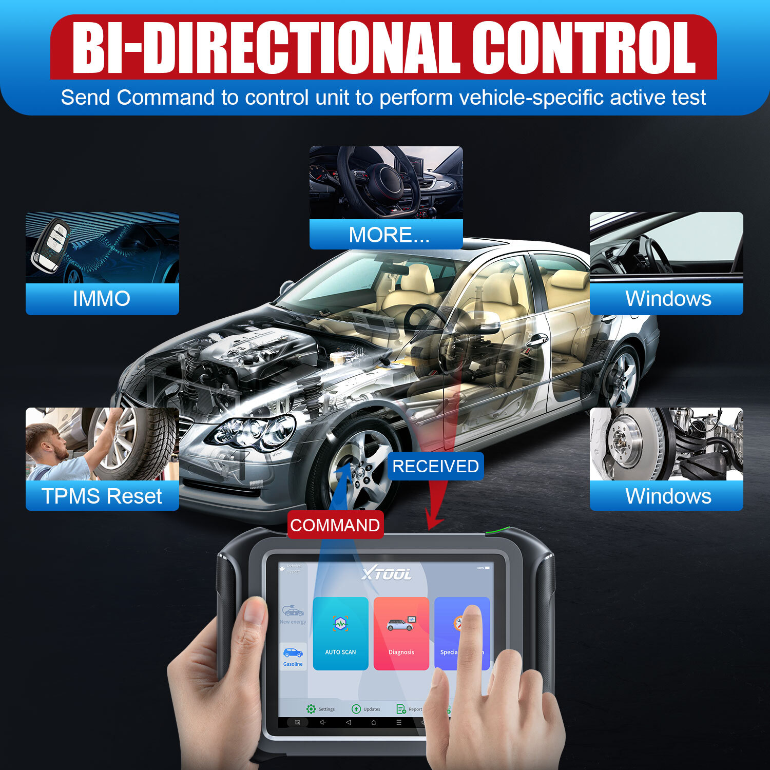 XTOOL D9EV New Energy Car Bidirectional Scanner Diagnostic Key Programming Tool 