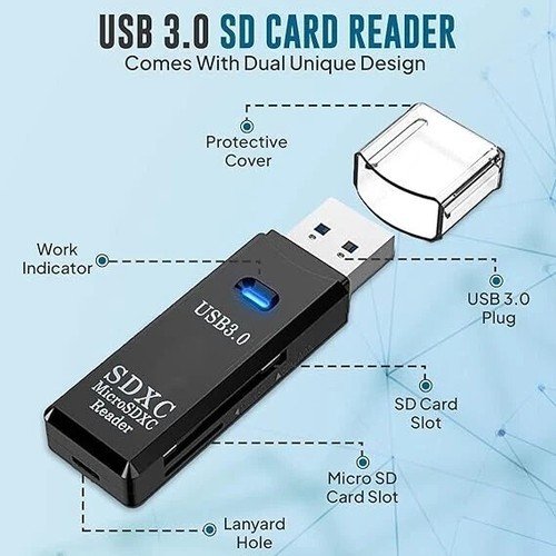 USB 3.0 SD Memory Card Reader High Speed SDHC SDXC MMC Micro SD Mobile T-FLASH - Afbeelding 3 van 10