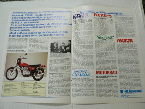 K212 KAWASAKI  BROCHURE Z1000 AND Z900 1977 DUTCH 2 PAGES MOTORCYCLE 7716 - Photo 1/1