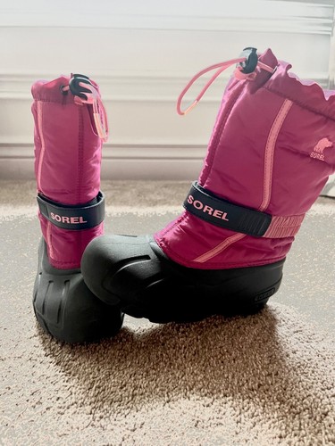 Sorel Flurry Winter Schneestiefel Mädchen Größe 2 rosa wasserdicht