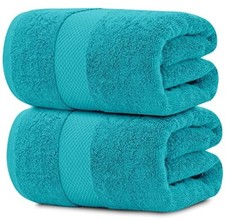 Luxury Bath Sheet Towels Extra Large 35x70 Inch 2 Pk, Soft Aqua Highly Absorbent