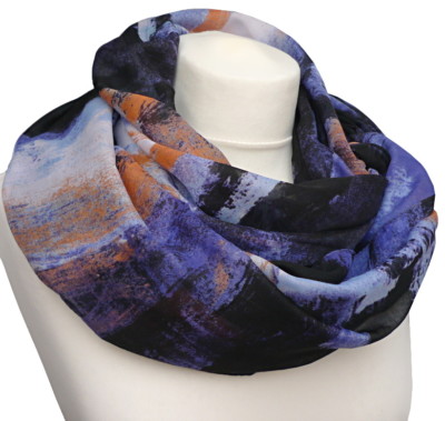 Damen Loop Schal Rundschal Schlauchschal blau schwarz violett orange 931